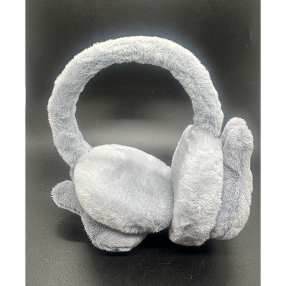 Grey Faux Fur Fluffy Plush Labubu Kids Earmuffs - Picture 2 of 5